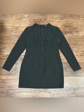 AQ/AQ Short Black V-Neck Long Sleeve Dress